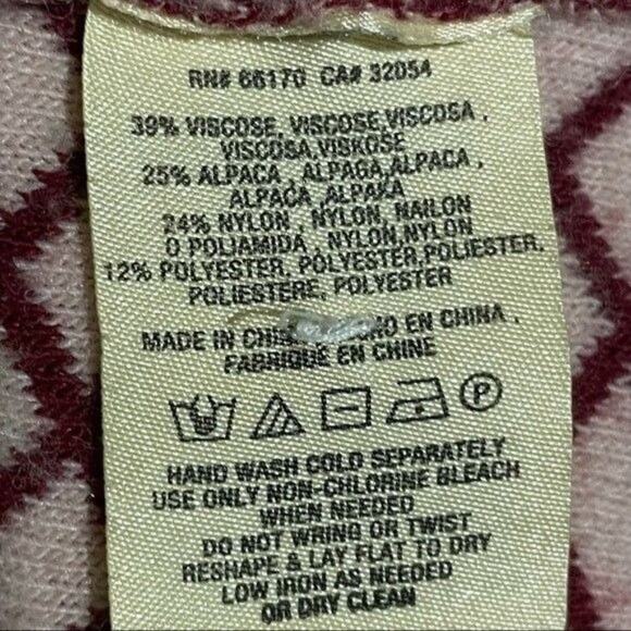 Anthropologie Moth Galena Cowl Neck Sweater L Red Cream Alpaca Blend - Picture 11 of 12